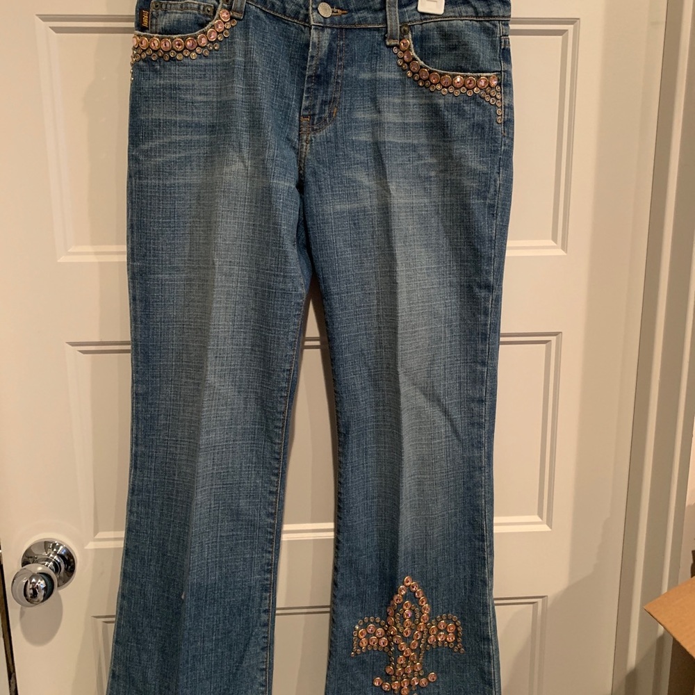 STREETS AHEAD Women's Jeans Size 28 Embellished Pink Studs Rhinestones